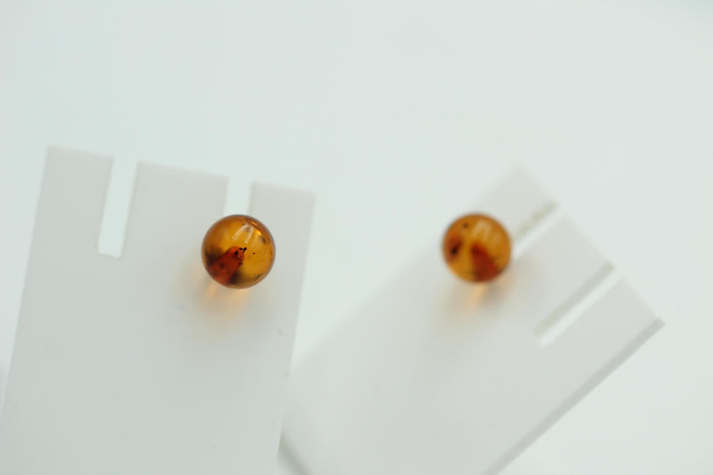 Bernstein Ohrstecker braun 925 Silber Kugelohrstecker Unisex 7 mm