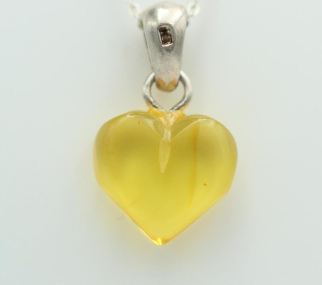 Bernsteinherz 925 Silber Collier Kette Bernstein Herz Top Bernsteinanhänger