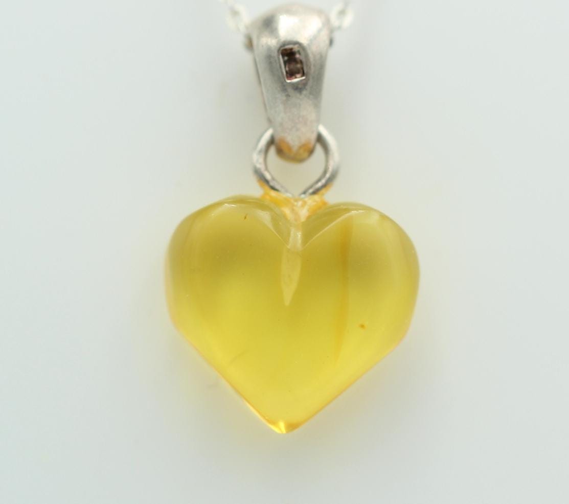 Bernsteinherz 925 Silber Collier Kette Bernstein Herz Top Bernsteinanhänger