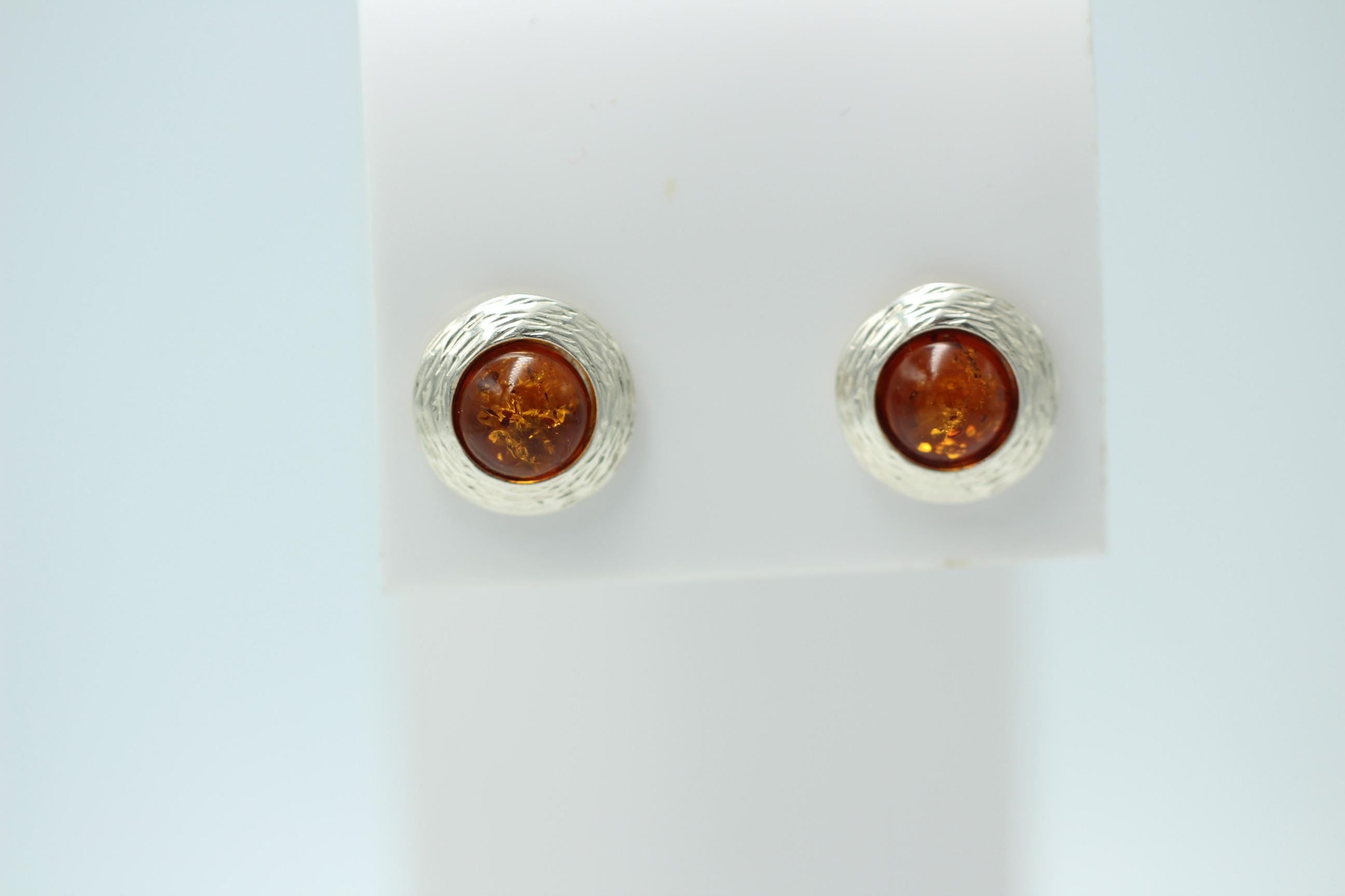 Bernstein Design Ohrstecker 925 Sterling Silber Bernsteinschmuck Designschmuck
