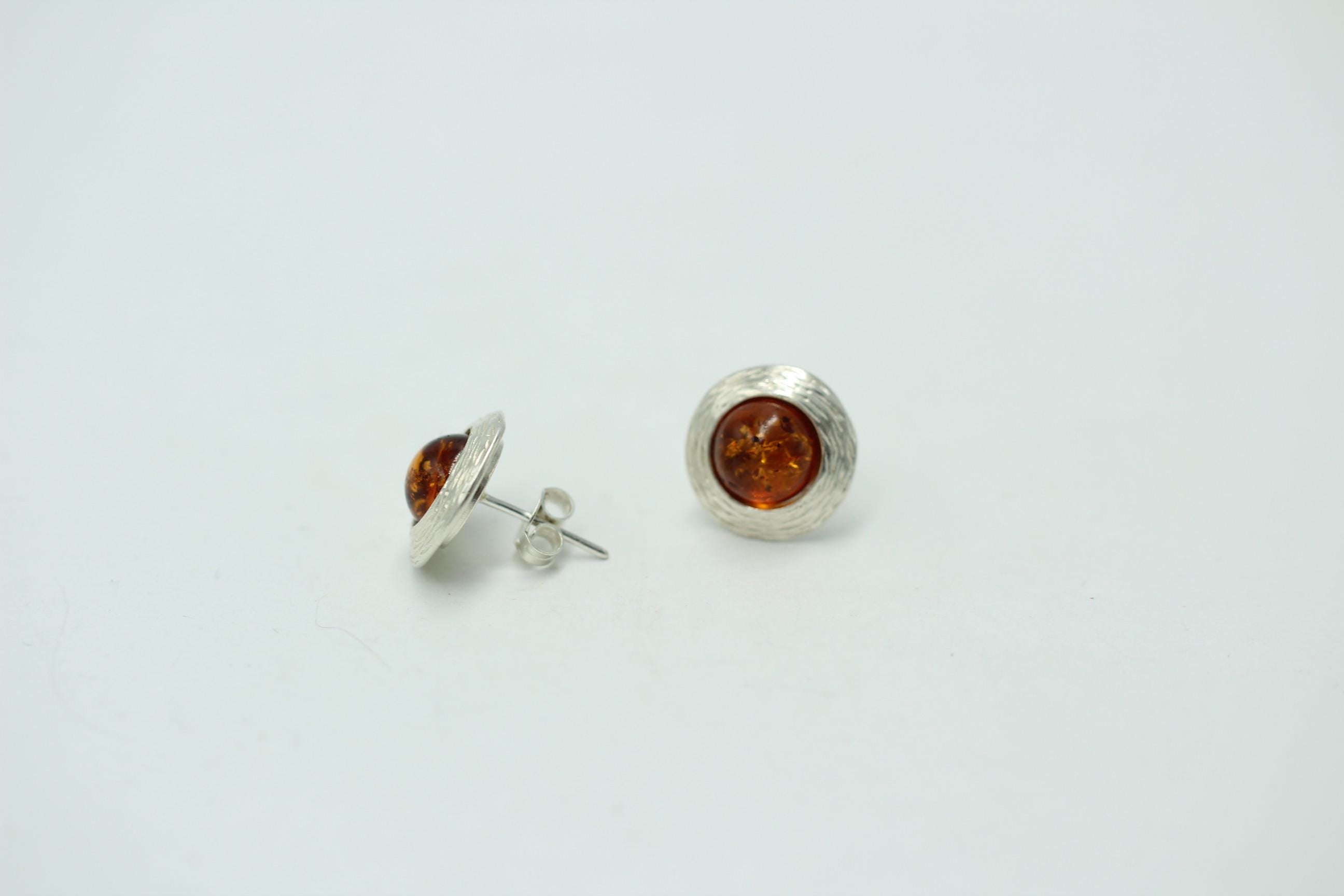 Bernstein Design Ohrstecker 925 Sterling Silber Bernsteinschmuck Designschmuck