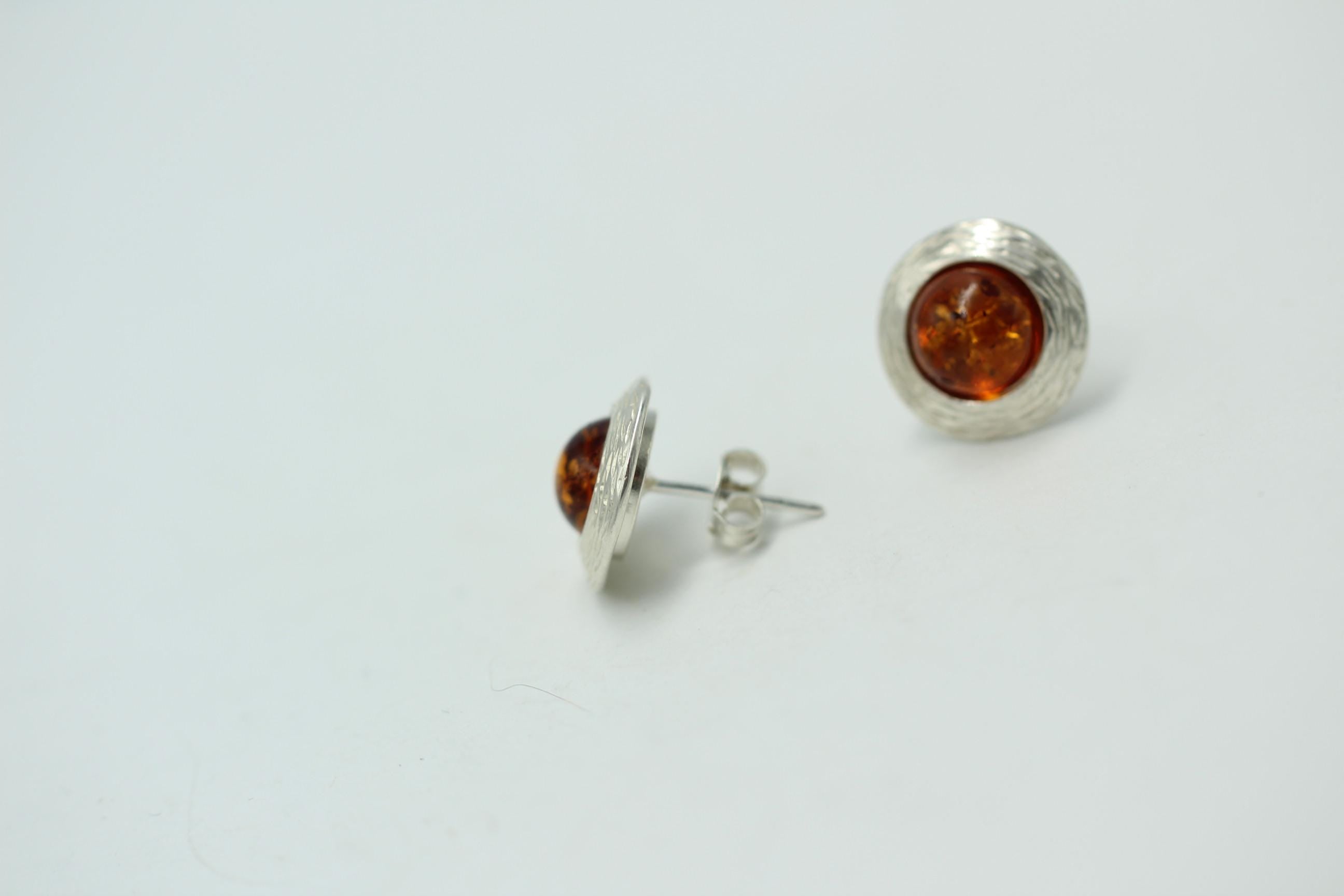 Bernstein Design Ohrstecker 925 Sterling Silber Bernsteinschmuck Designschmuck