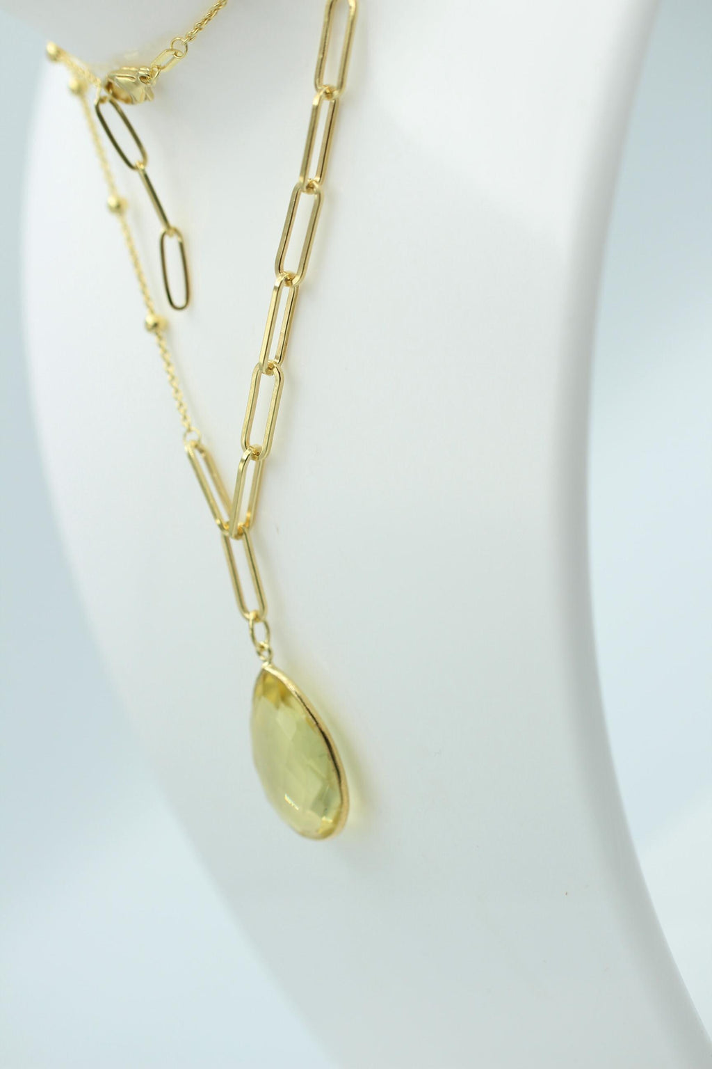 11,5 Carat Lemonquarz Silber 925 vergoldet Collier Kette Top Edel Limonenquarz