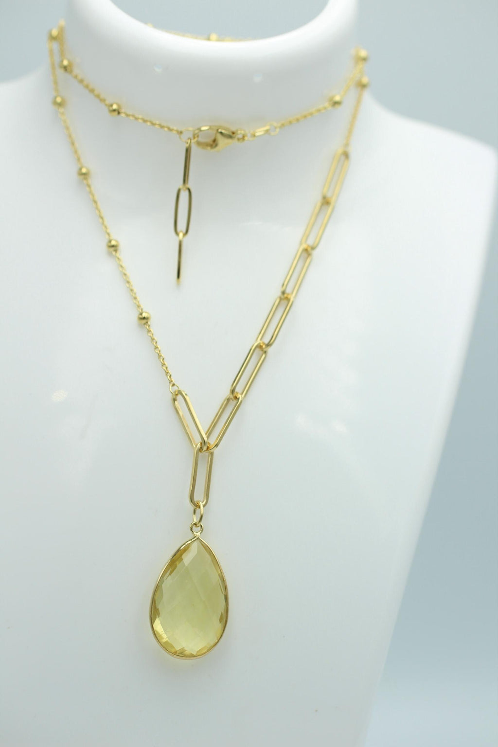 11,5 Carat Lemonquarz Silber 925 vergoldet Collier Kette Top Edel Limonenquarz