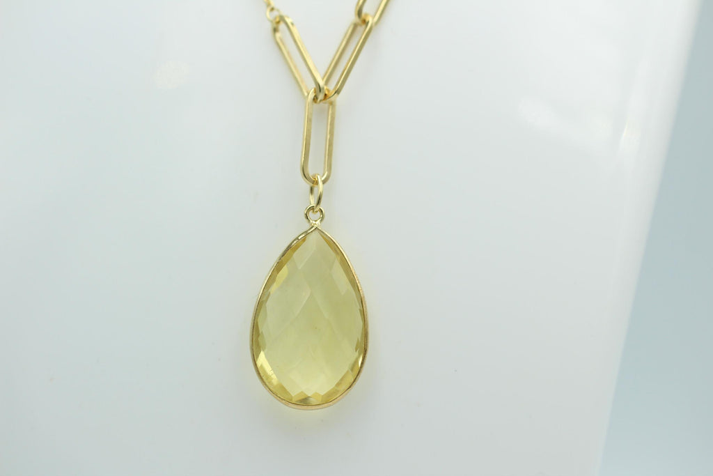11,5 Carat Lemonquarz Silber 925 vergoldet Collier Kette Top Edel Limonenquarz