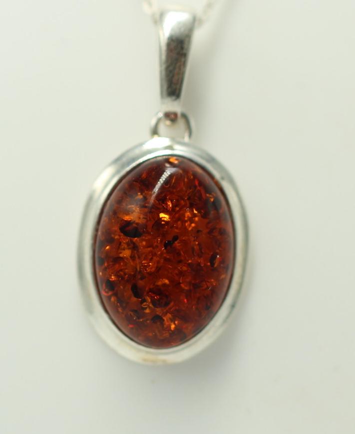Bernstein Design Anhänger 925 Silber Collier Kette Bernsteinanhänger Top