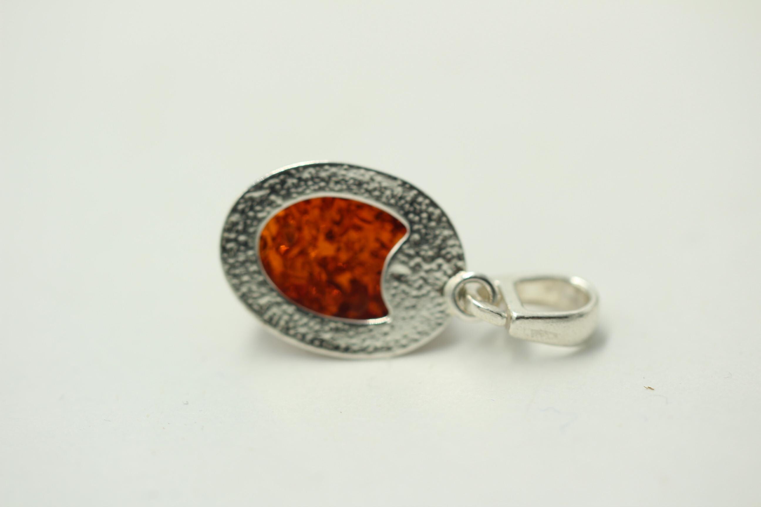 Bernstein Design Anhänger 925 Silber Collier Kette Bernsteinanhänger Top