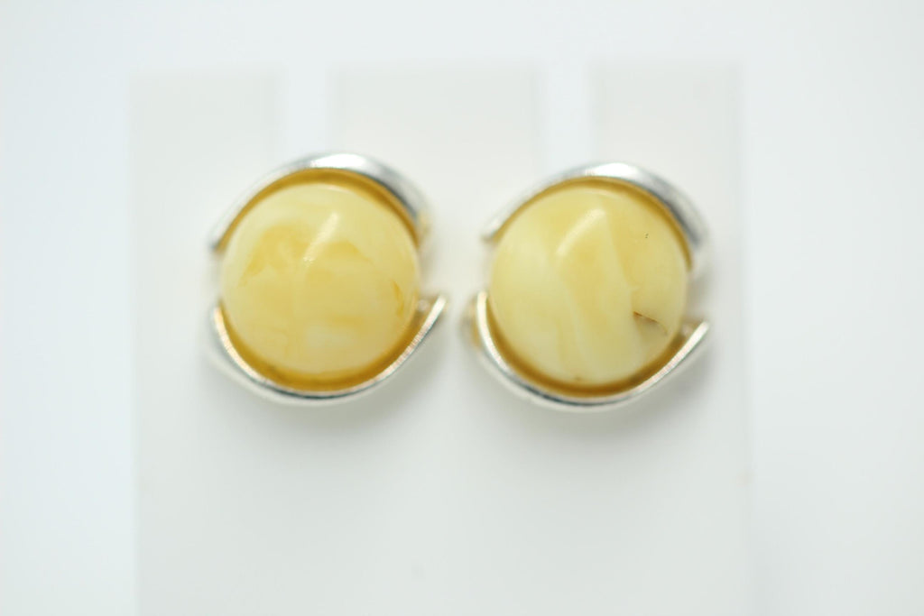 Design Ohrstecker Bernstein 925 Silber Ohrring Bernsteinschmuck Honig Bernstein