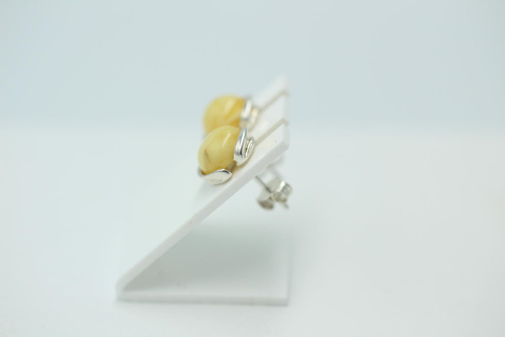 Design Ohrstecker Bernstein 925 Silber Ohrring Bernsteinschmuck Honig Bernstein