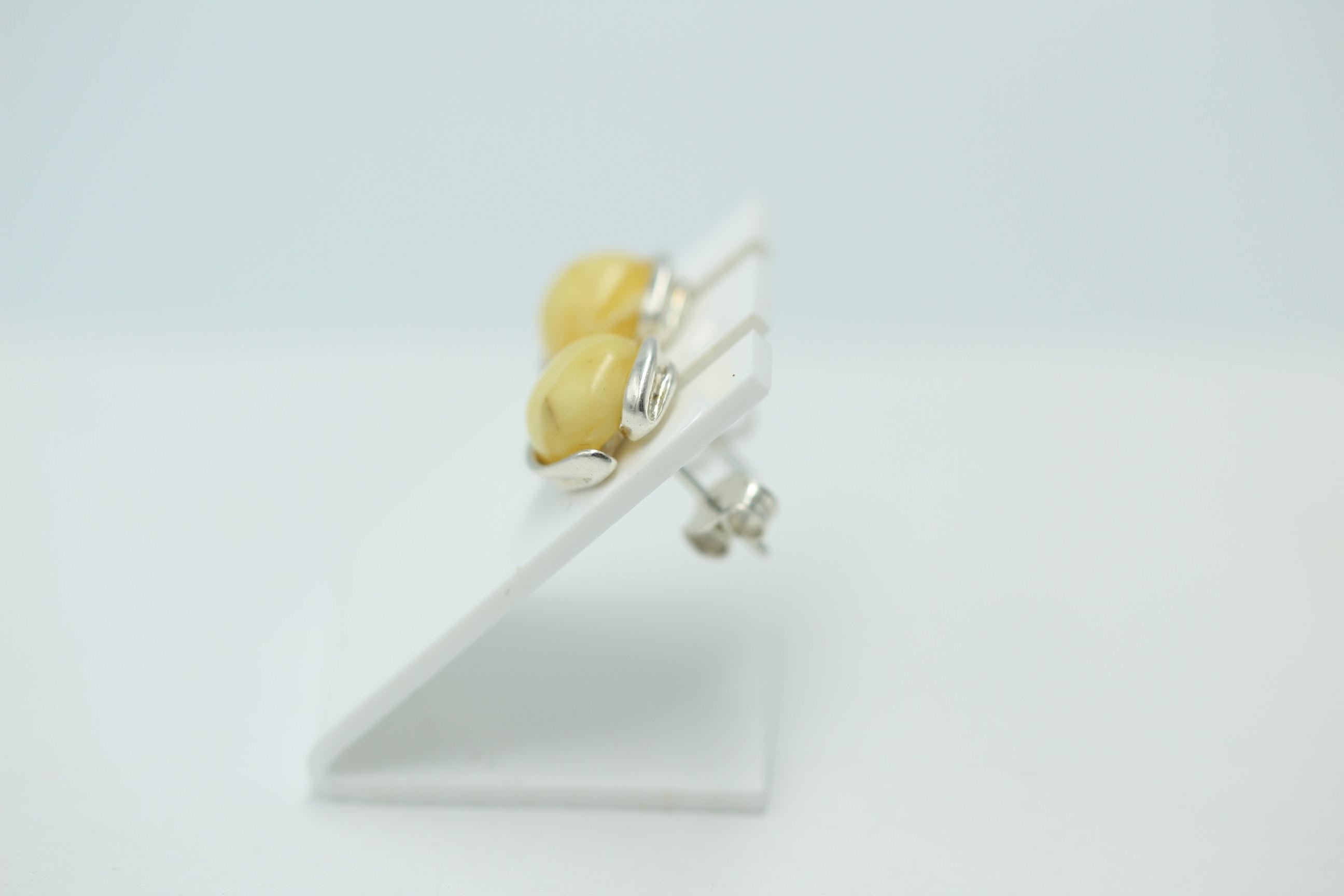 Design Ohrstecker Bernstein 925 Silber Ohrring Bernsteinschmuck Honig Bernstein
