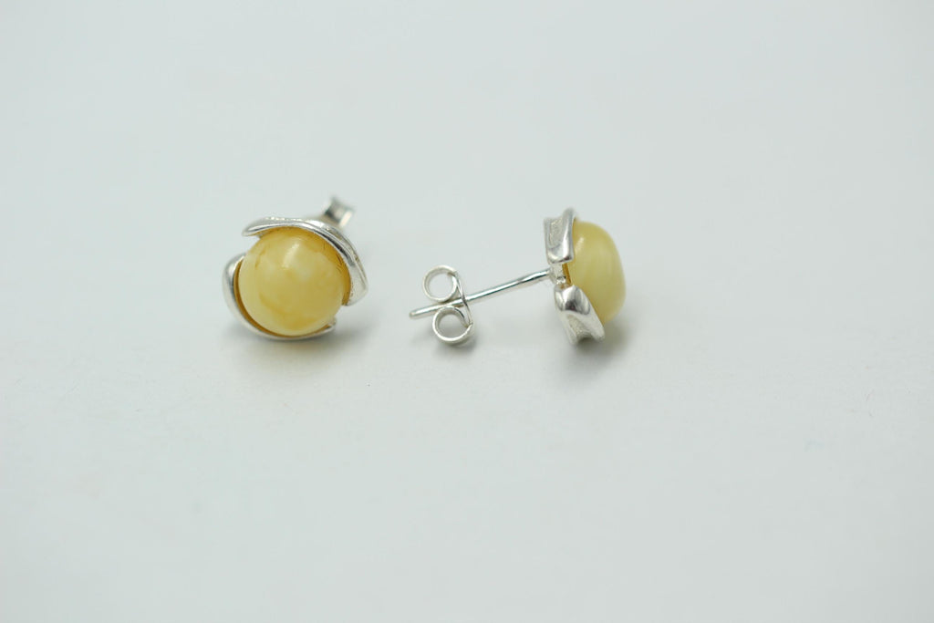 Design Ohrstecker Bernstein 925 Silber Ohrring Bernsteinschmuck Honig Bernstein