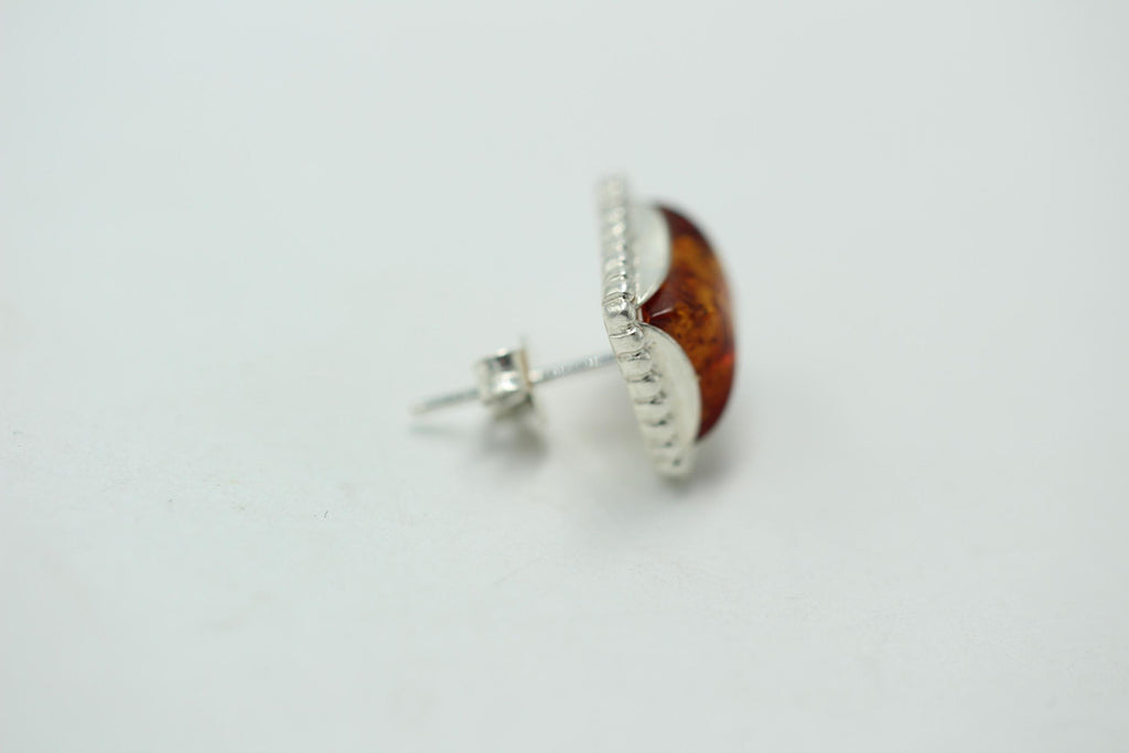 Bernstein Ohrstecker 925 Silber 13 x 10 mm brauner Bernstein Ohrschmuck