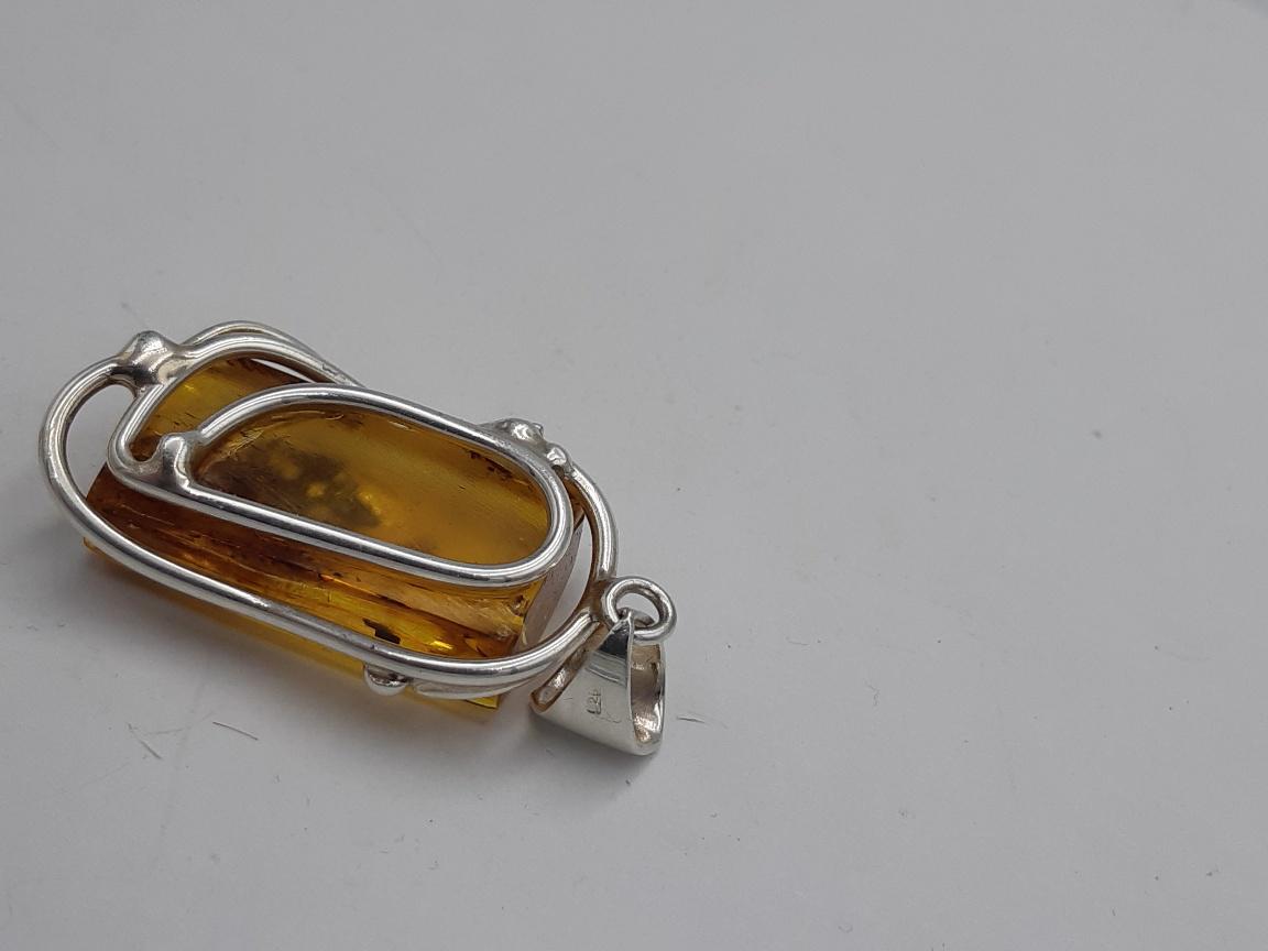 Bernstein Design Anhänger 925 Silber Collier Kette Bernsteinanhänger Schmuck