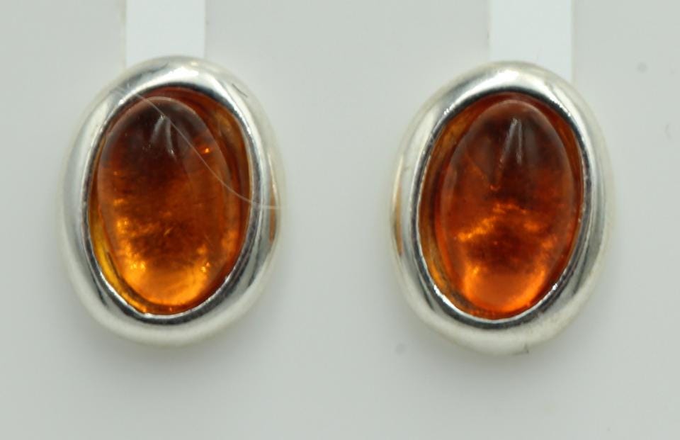 Edler brauner Bernstein Ohrstecker 925 Silber Ohrschmuck Bernstein aus Letland