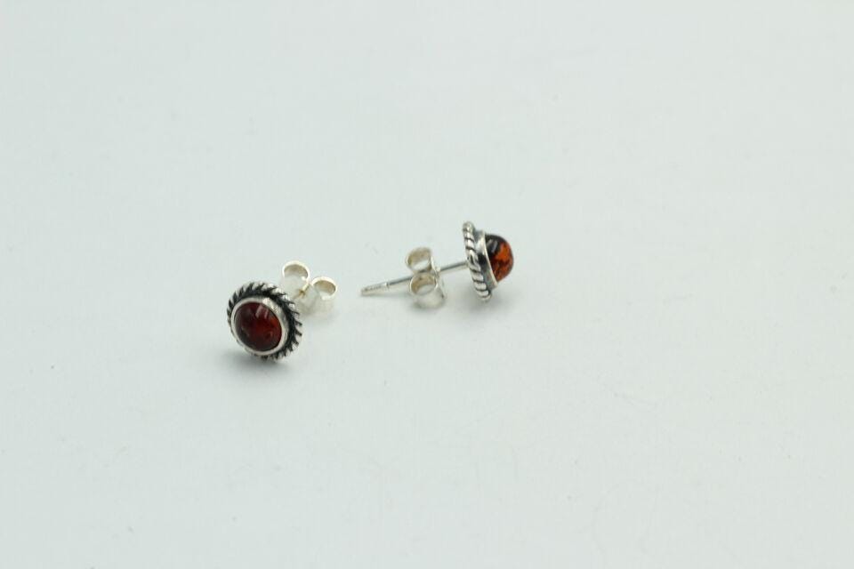 Edle braune Bernstein Ohrstecker 925 Silber Ohrschmuck Bernstein Letland