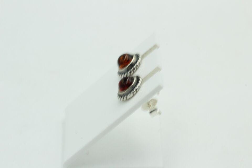Edle braune Bernstein Ohrstecker 925 Silber Ohrschmuck Bernstein Letland