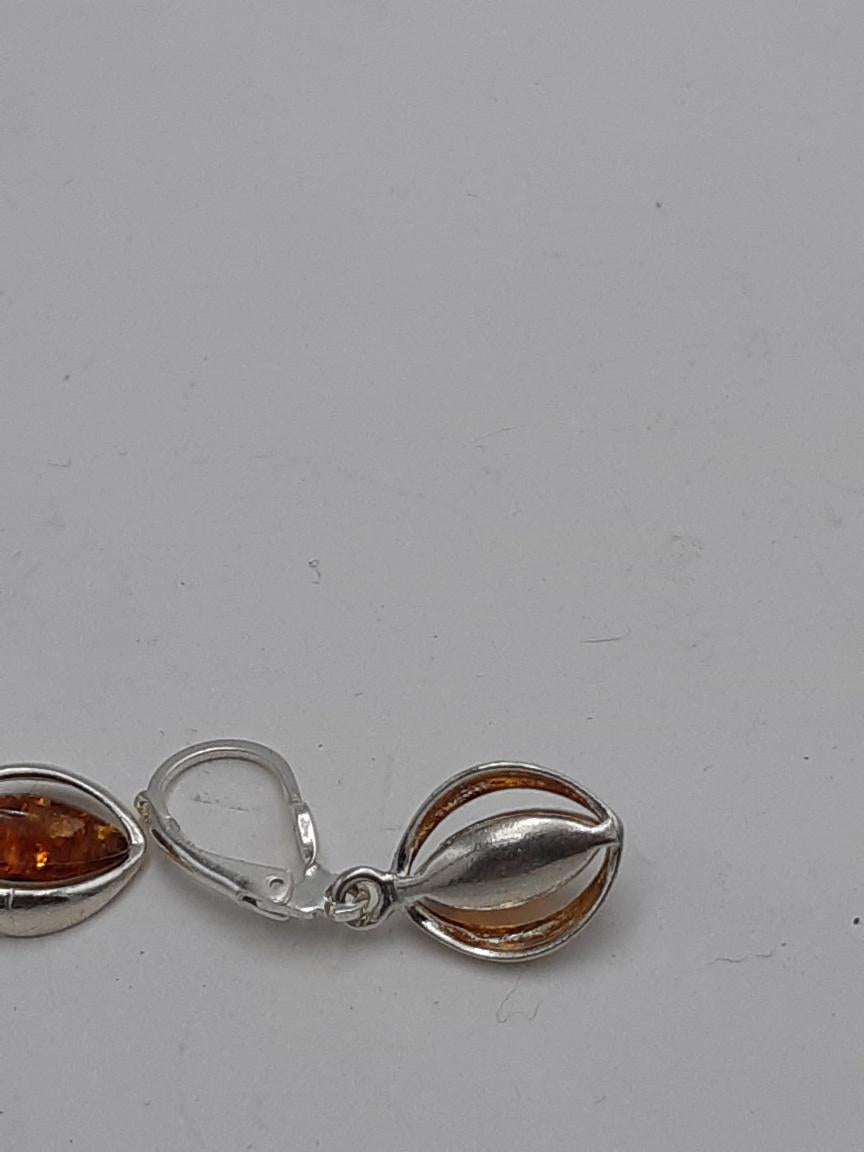 Designer Bernstein Ohrhänger 925 Silber brauner Bernstein Ohrring Bernstein