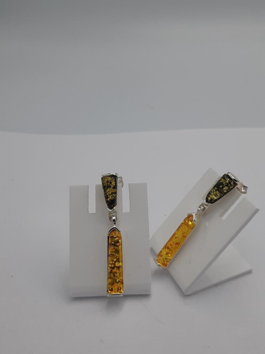 Bernstein Designer Ohrstecker 925 Sterling Silber Bernsteinschmuck Unikat