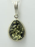 Bernsteinanhänger 925 Silber Anhänger grüner Bernstein Collier Kette Schmuck