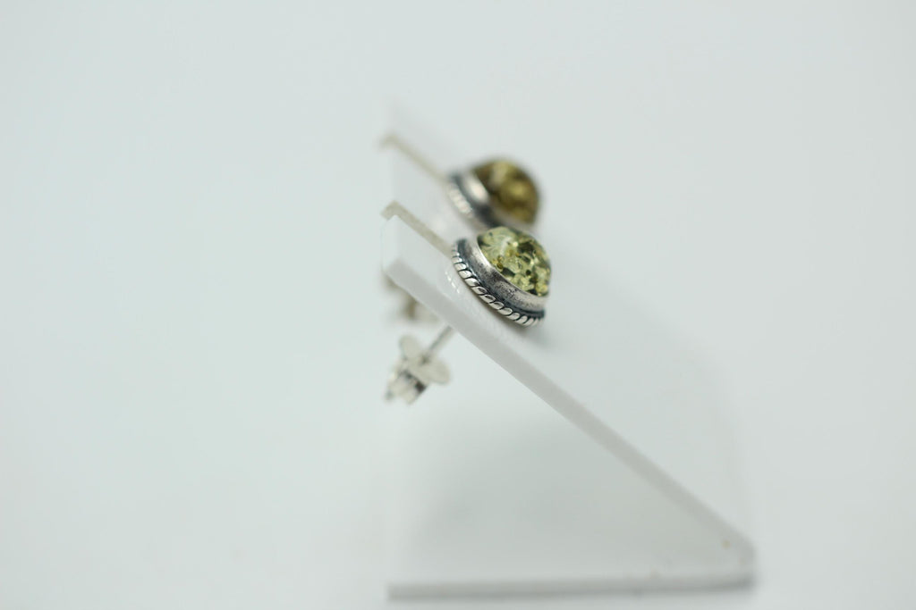 Edle grüne Bernstein Ohrstecker 925 Silber Ohrschmuck Bernstein Letland