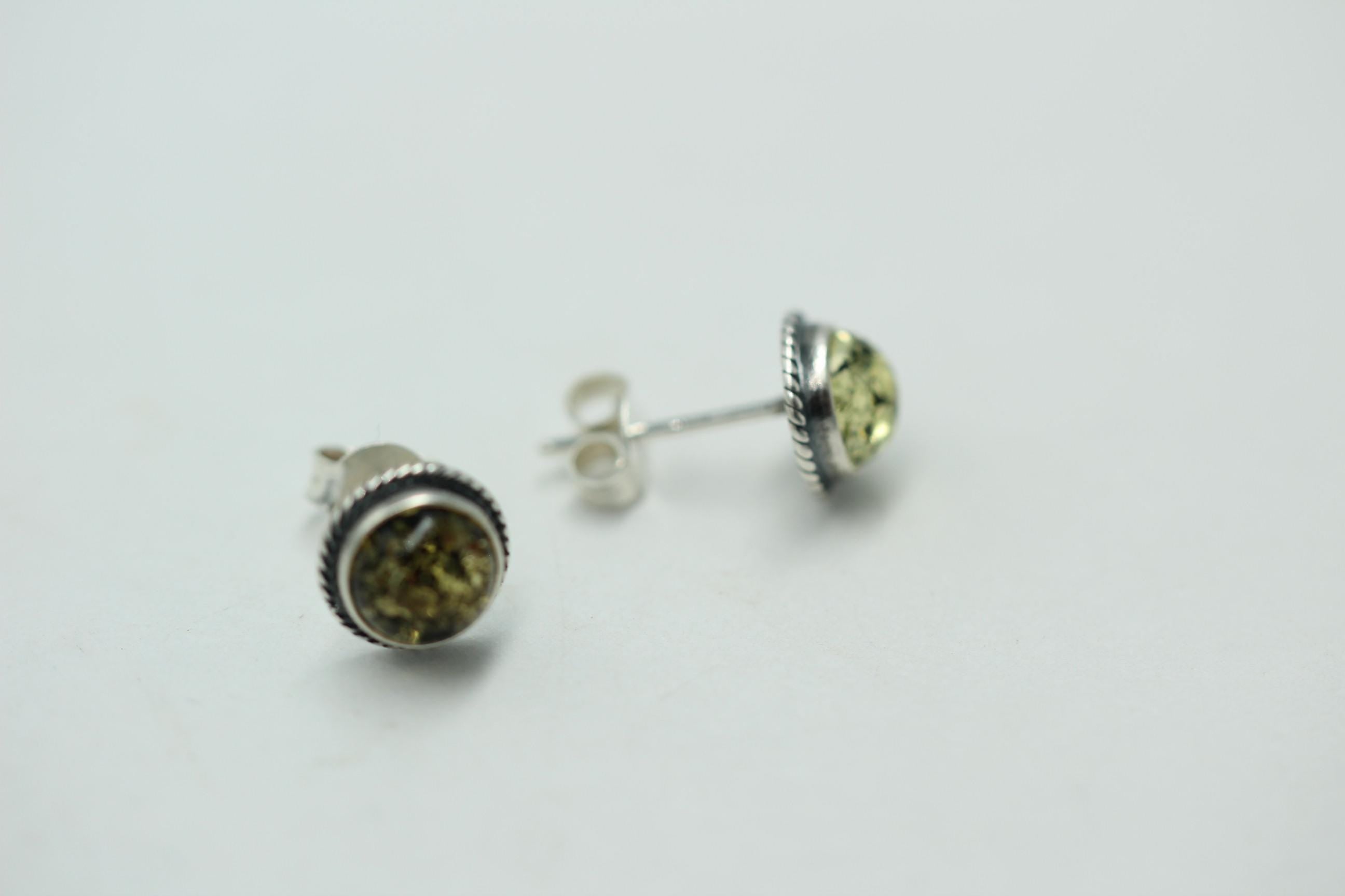 Edle grüne Bernstein Ohrstecker 925 Silber Ohrschmuck Bernstein Letland