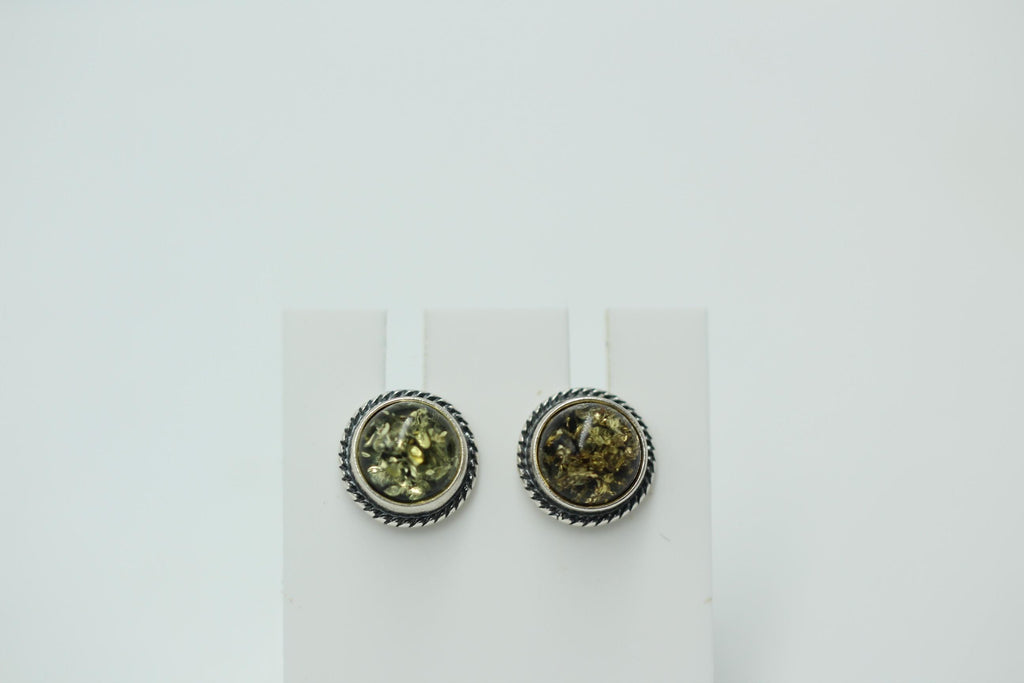 Edle grüne Bernstein Ohrstecker 925 Silber Ohrschmuck Bernstein Letland