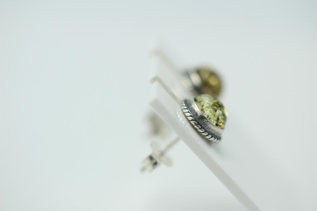 Edle grüne Bernstein Ohrstecker 925 Silber Ohrschmuck Bernstein Letland