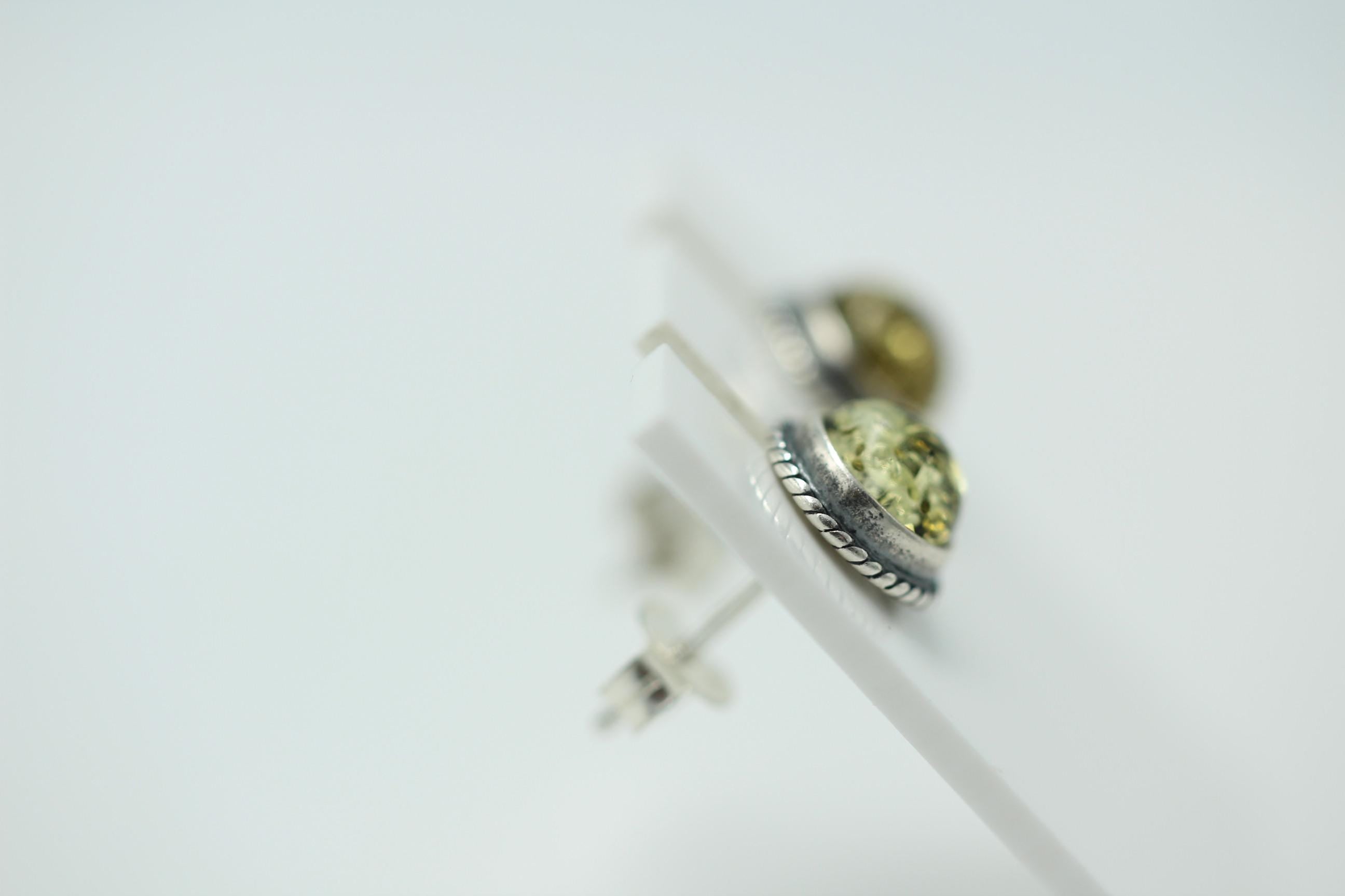 Edle grüne Bernstein Ohrstecker 925 Silber Ohrschmuck Bernstein Letland