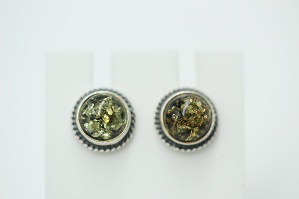 Edle grüne Bernstein Ohrstecker 925 Silber Ohrschmuck Bernstein Letland