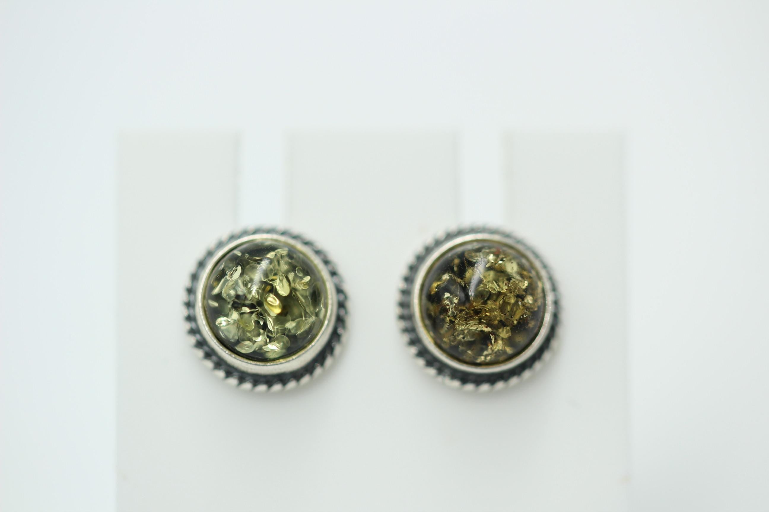 Edle grüne Bernstein Ohrstecker 925 Silber Ohrschmuck Bernstein Letland