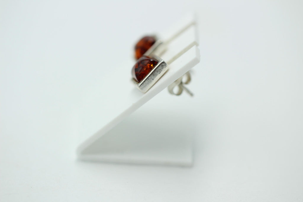 Bernstein Ohrstecker Marquise braun in 925 Sterling Silber Bernsteinschmuck Top