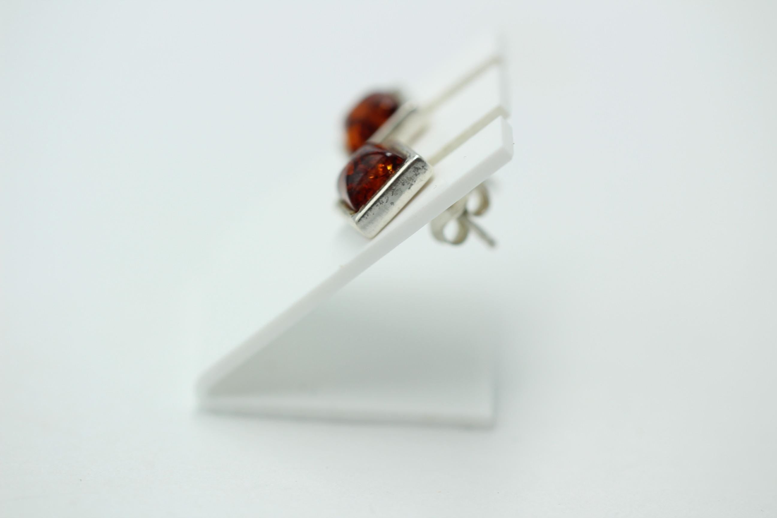 Bernstein Ohrstecker Marquise braun in 925 Sterling Silber Bernsteinschmuck Top
