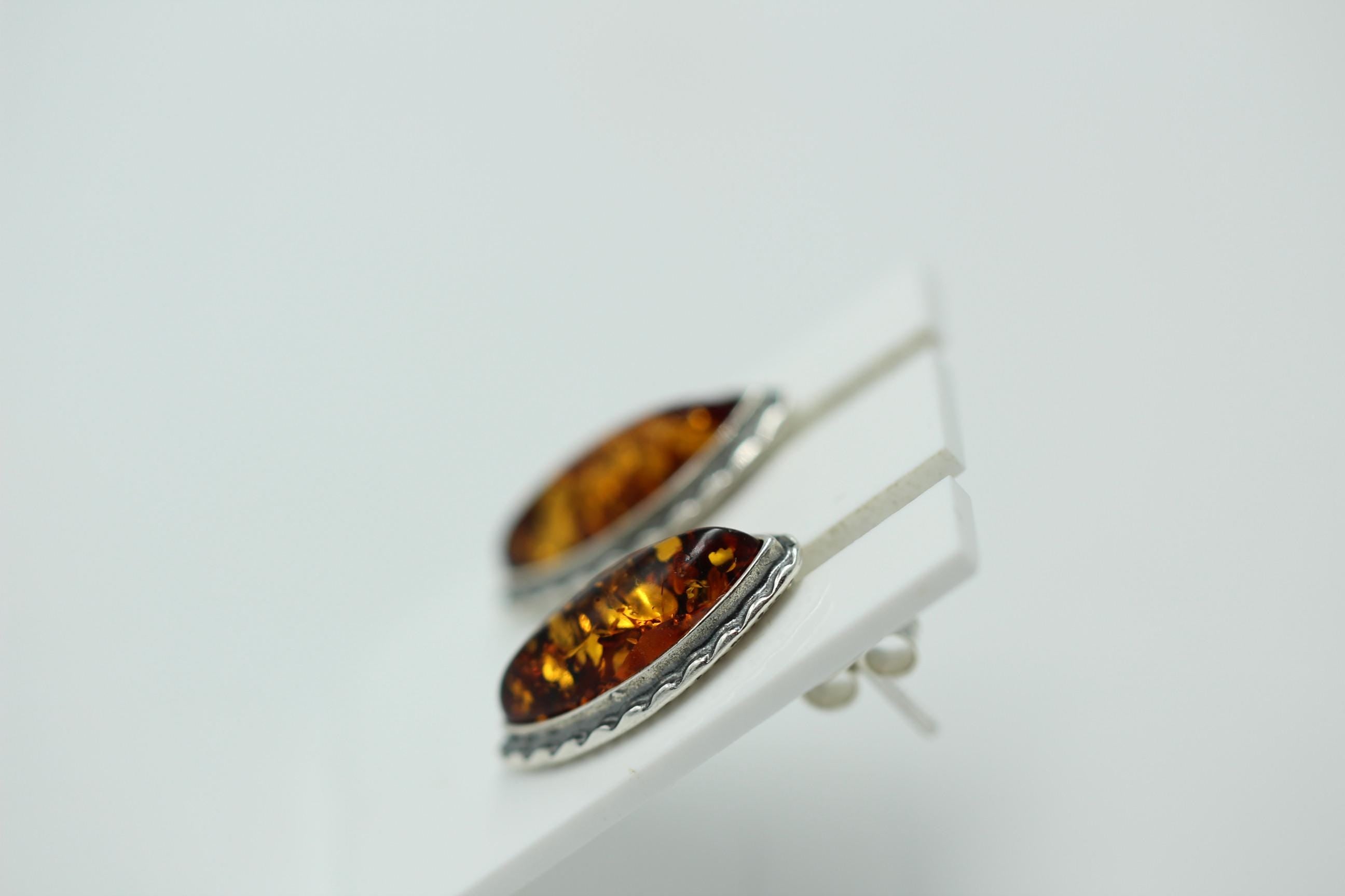 Bernstein Ohrstecker Marquise braun in 925 Sterling Silber Bernsteinschmuck Top