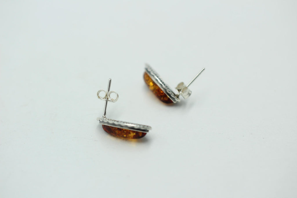 Bernstein Ohrstecker Marquise braun in 925 Sterling Silber Bernsteinschmuck Top