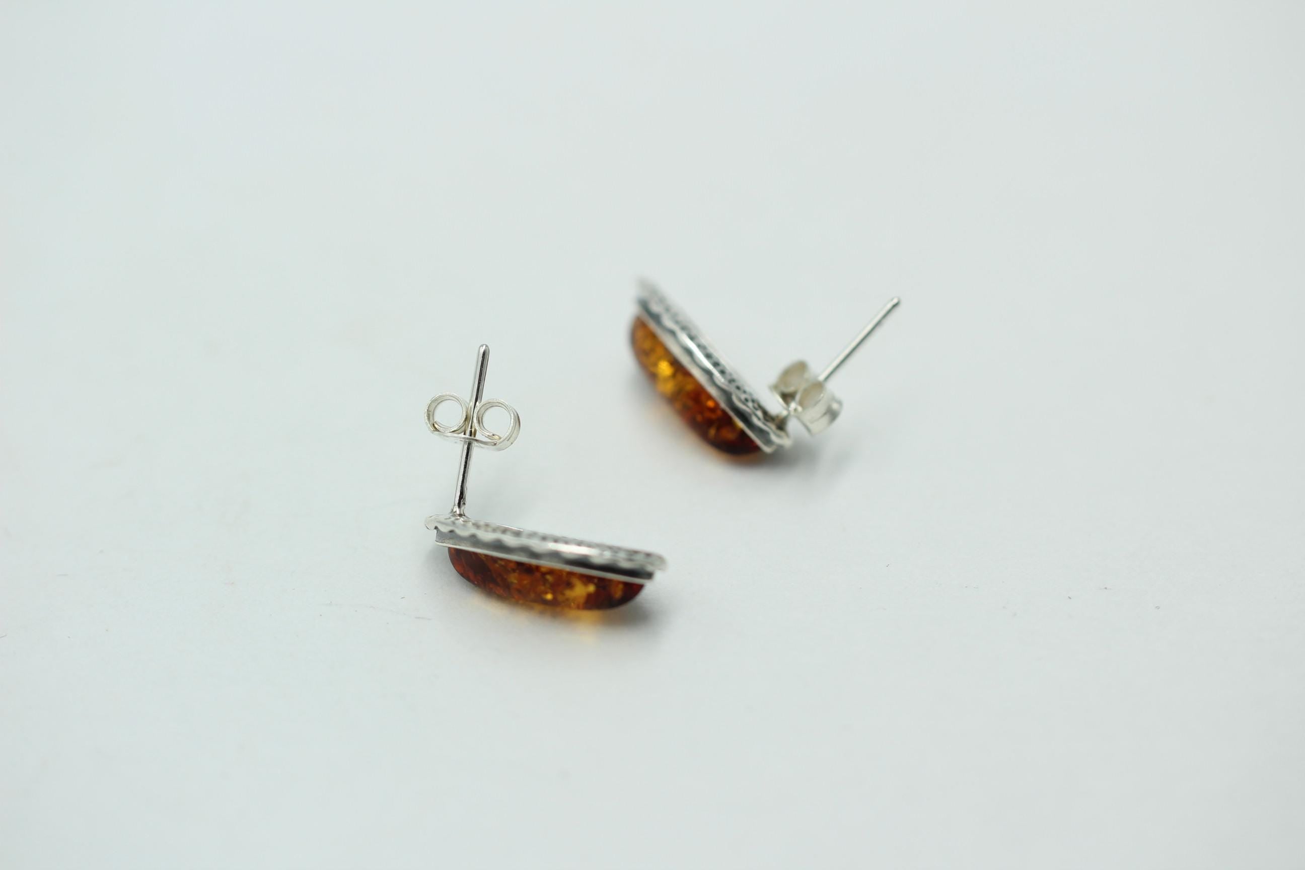 Bernstein Ohrstecker Marquise braun in 925 Sterling Silber Bernsteinschmuck Top