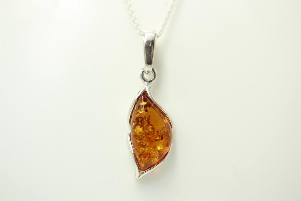 Design Bernstein Anhänger 925 Sterling Silber brauner Bernstein Collier Kette