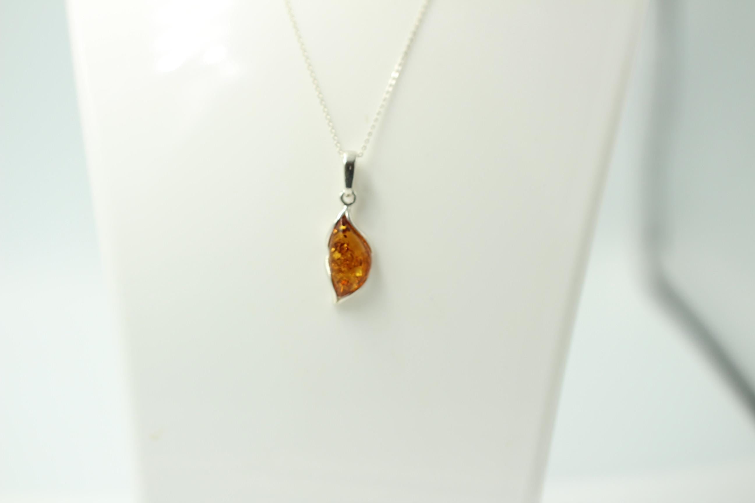 Design Bernstein Anhänger 925 Sterling Silber brauner Bernstein Collier Kette