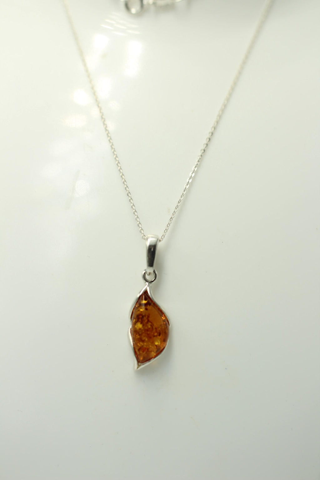 Design Bernstein Anhänger 925 Sterling Silber brauner Bernstein Collier Kette