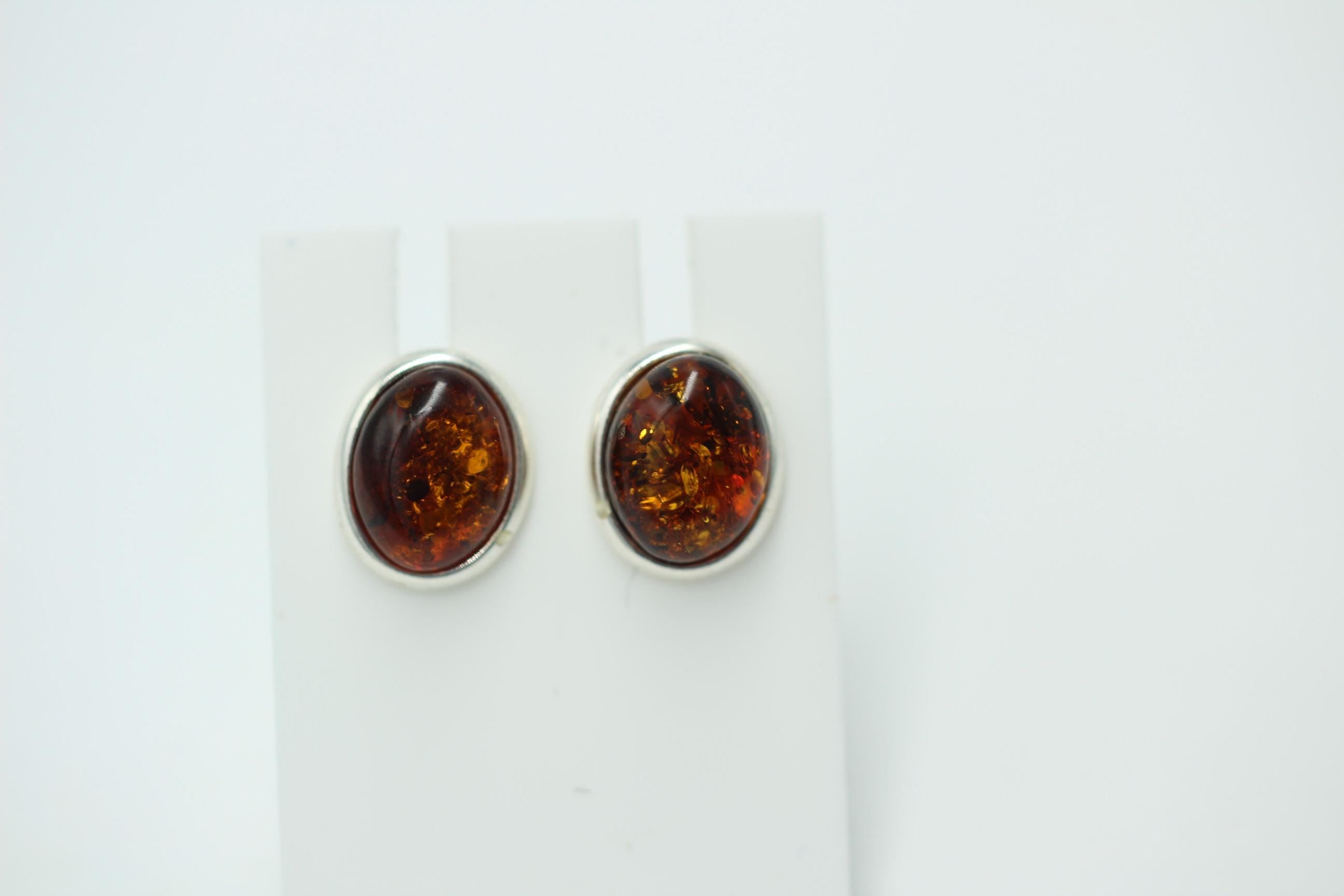 Edler brauner Bernstein Ohrstecker 925 Silber Ohrschmuck Bernstein aus Letland