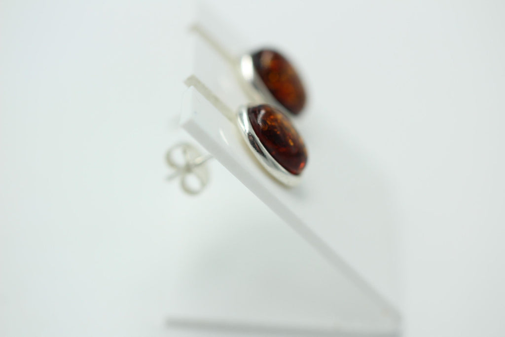 Edler brauner Bernstein Ohrstecker 925 Silber Ohrschmuck Bernstein aus Letland