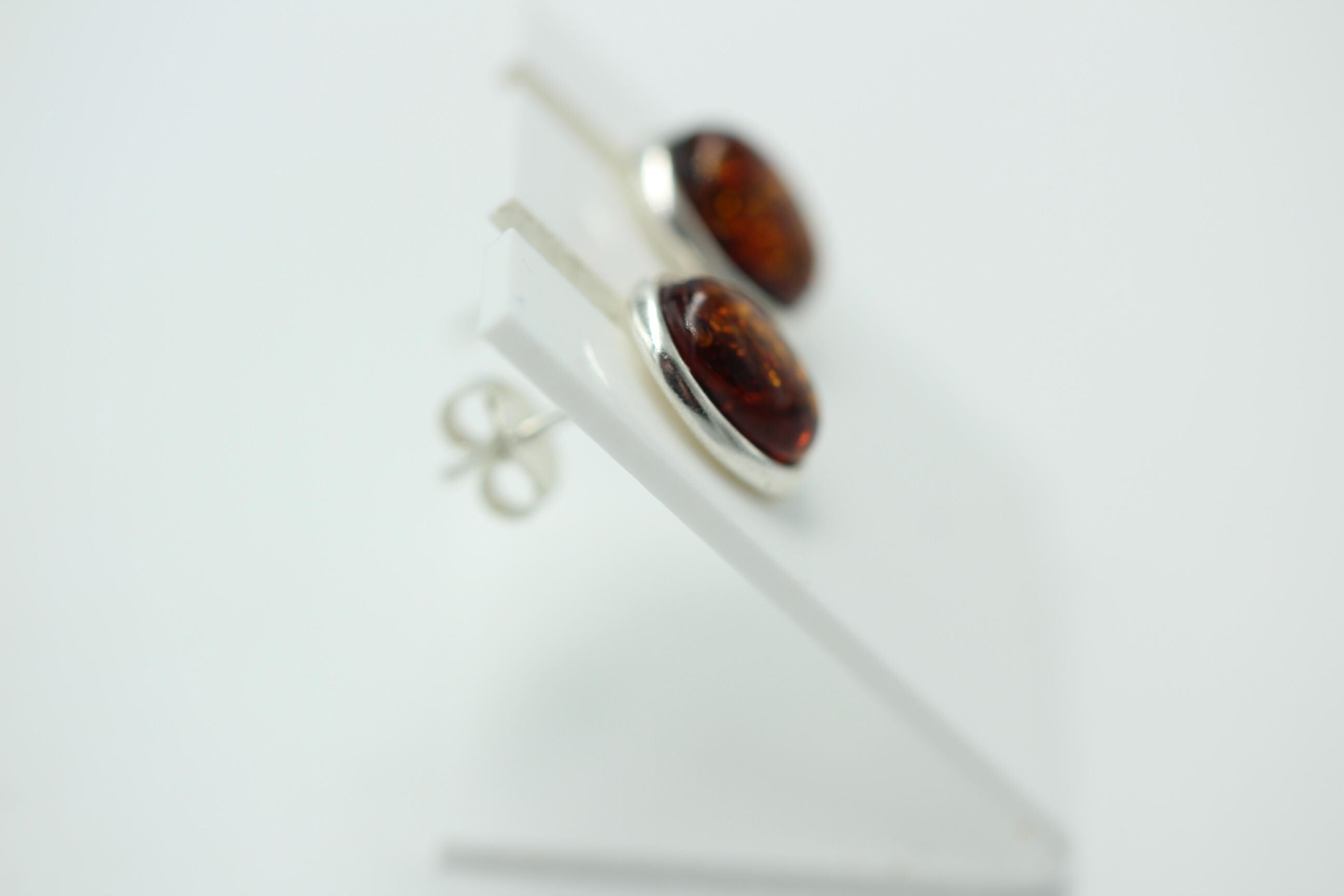 Edler brauner Bernstein Ohrstecker 925 Silber Ohrschmuck Bernstein aus Letland