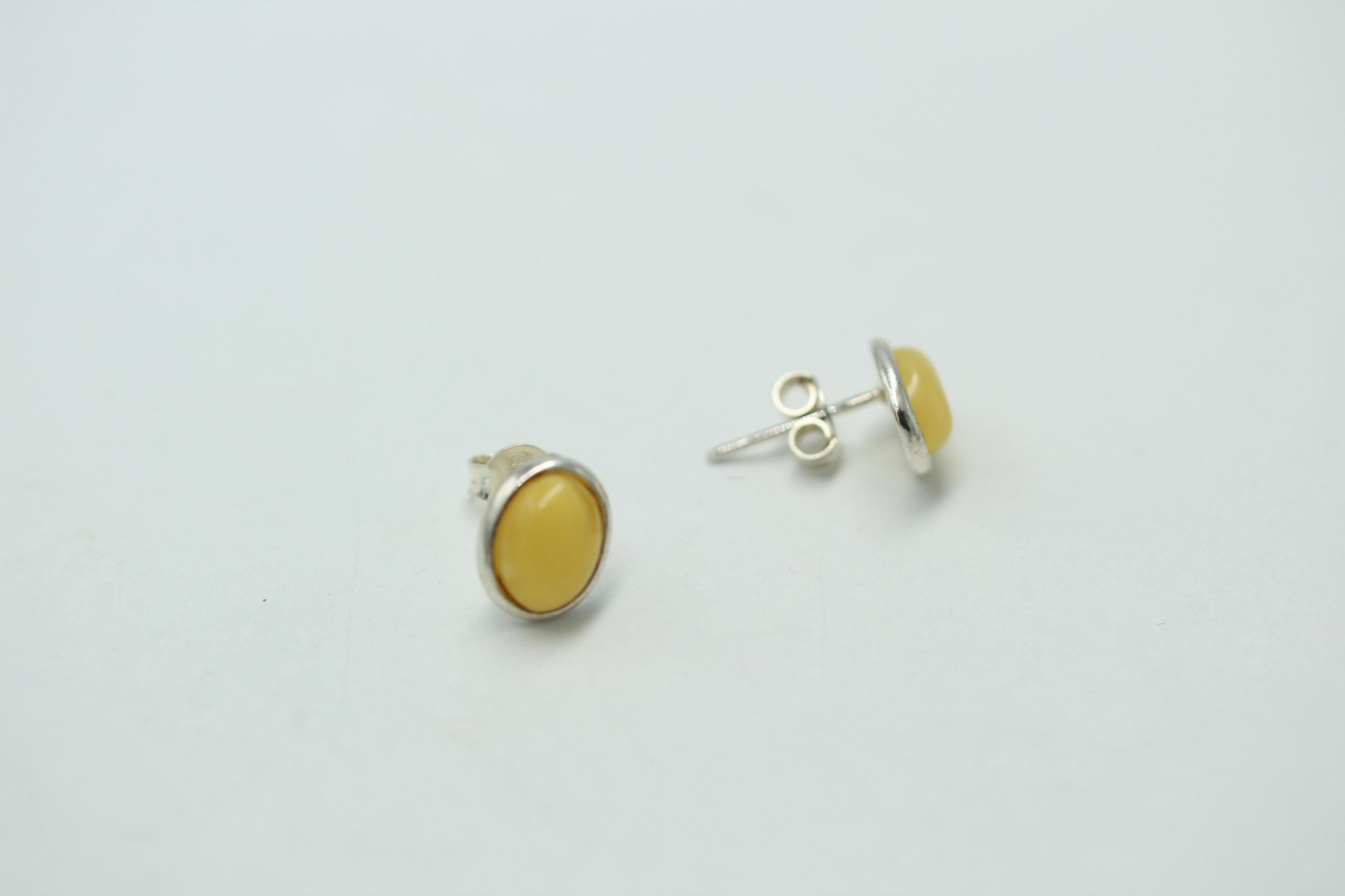 Edler cremefarbener Bernstein Ohrstecker 925 Silber Ohrschmuck Bernstein Letland