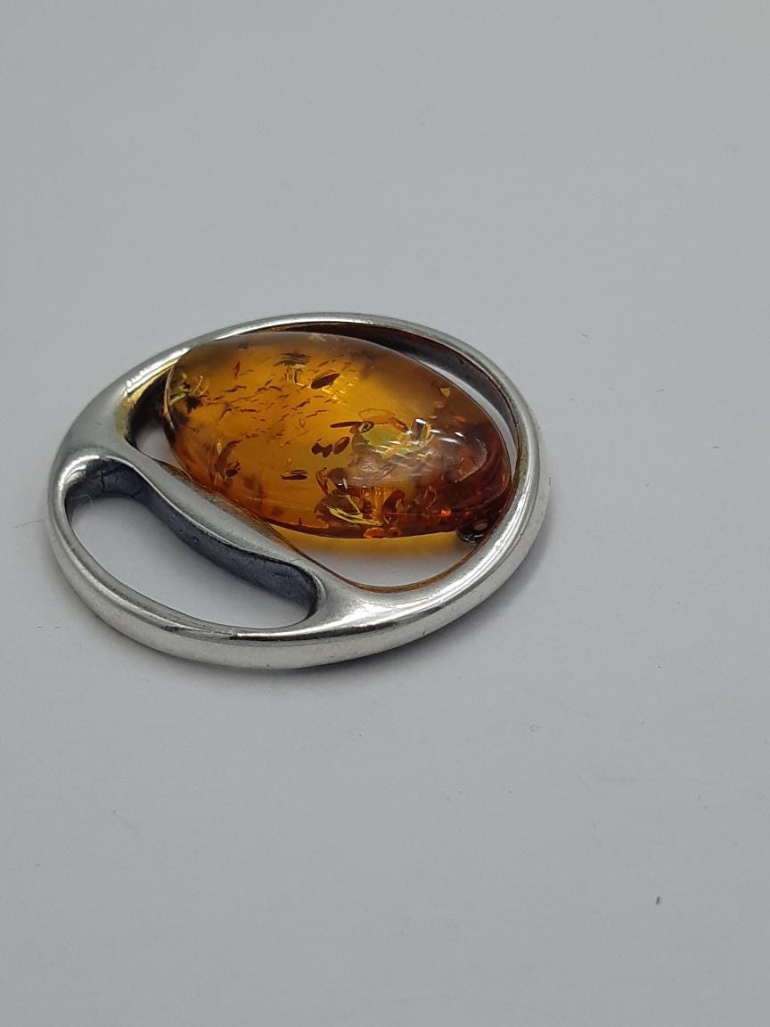 Bernstein Design Anhänger 925 Silber Collier Kette Designschmuck