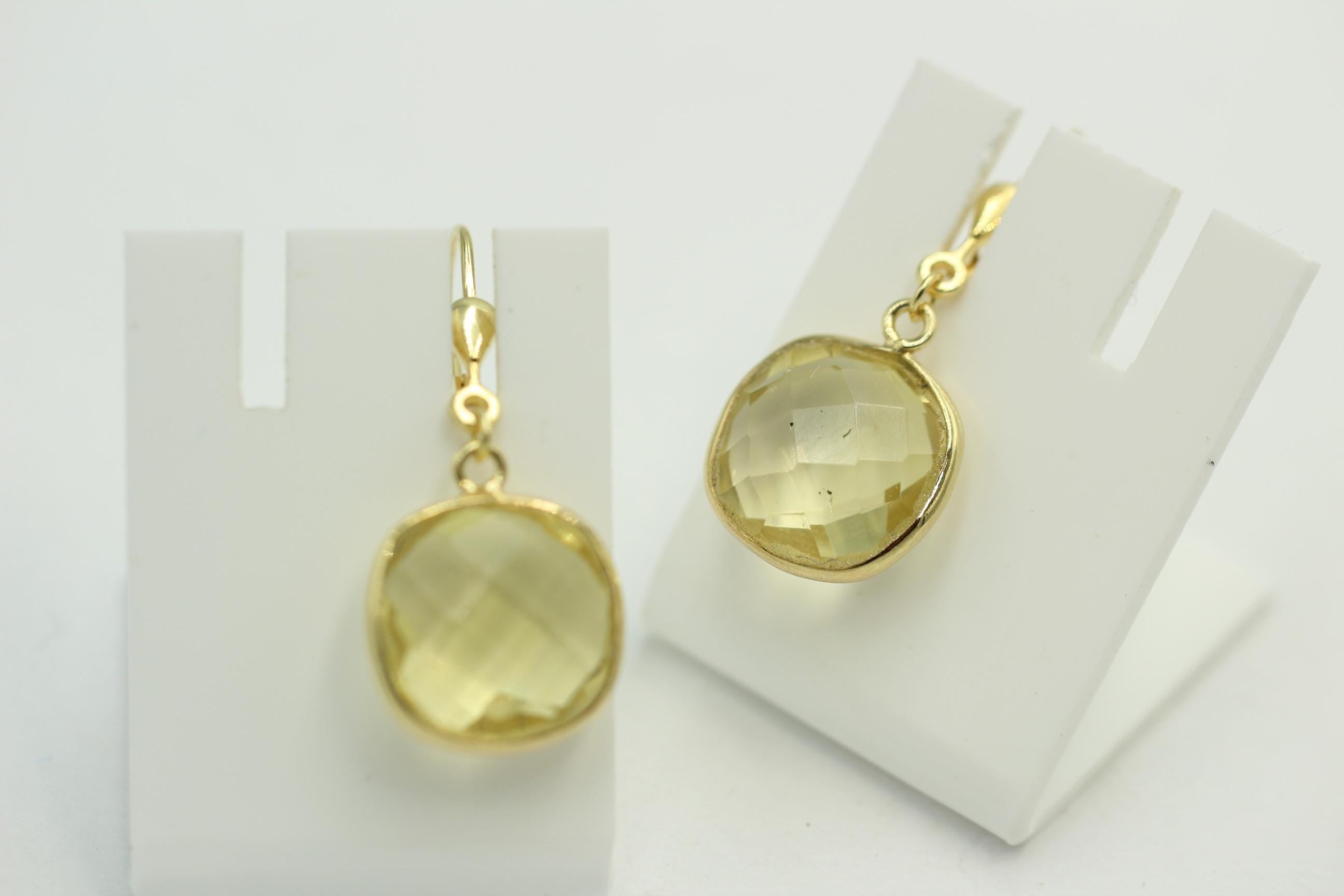 Edle ca 12,5 Carat Lemonquarz Ohrhänger 925 Silber hochwertig vergoldet Top Edel