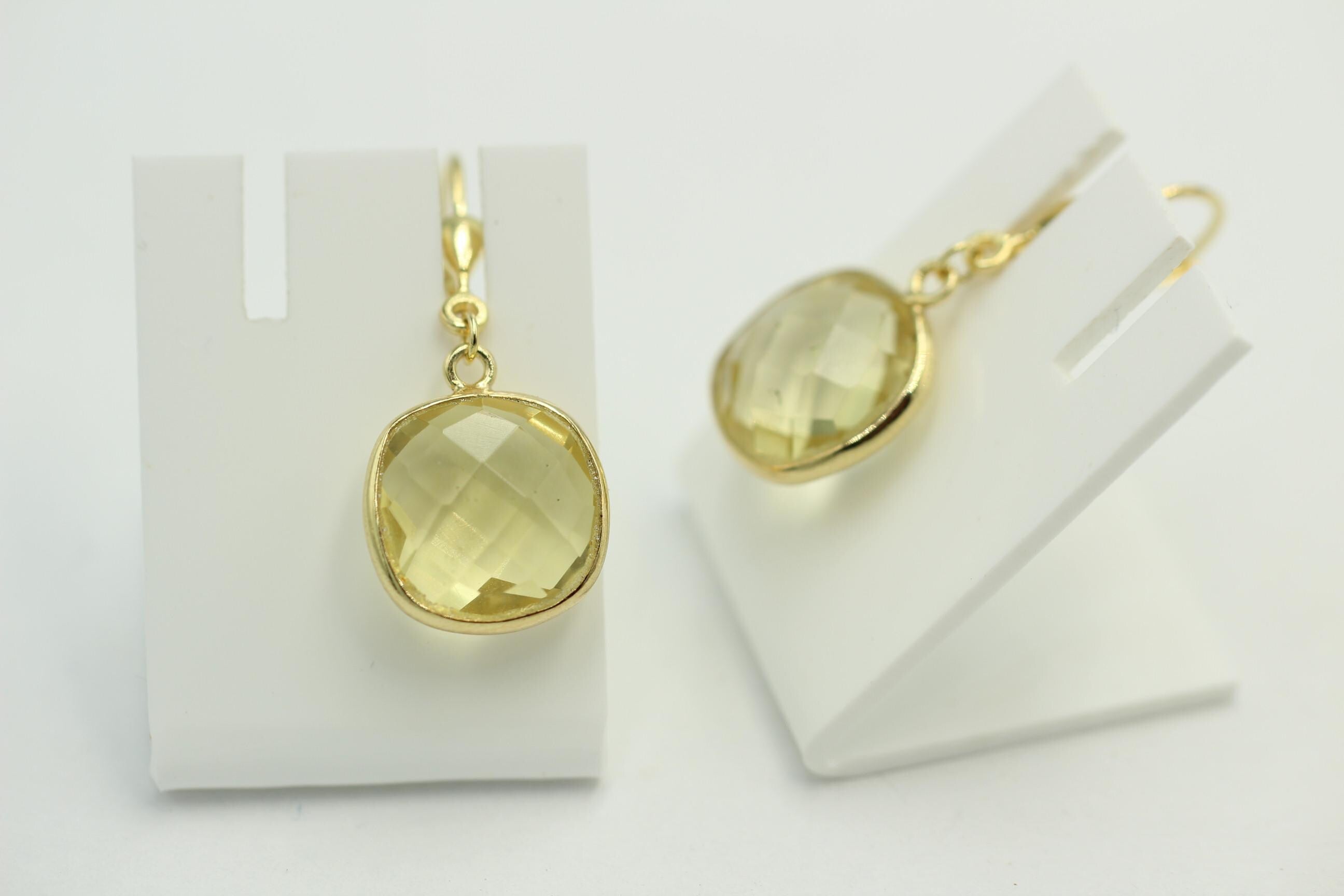 Edle ca 12,5 Carat Lemonquarz Ohrhänger 925 Silber hochwertig vergoldet Top Edel