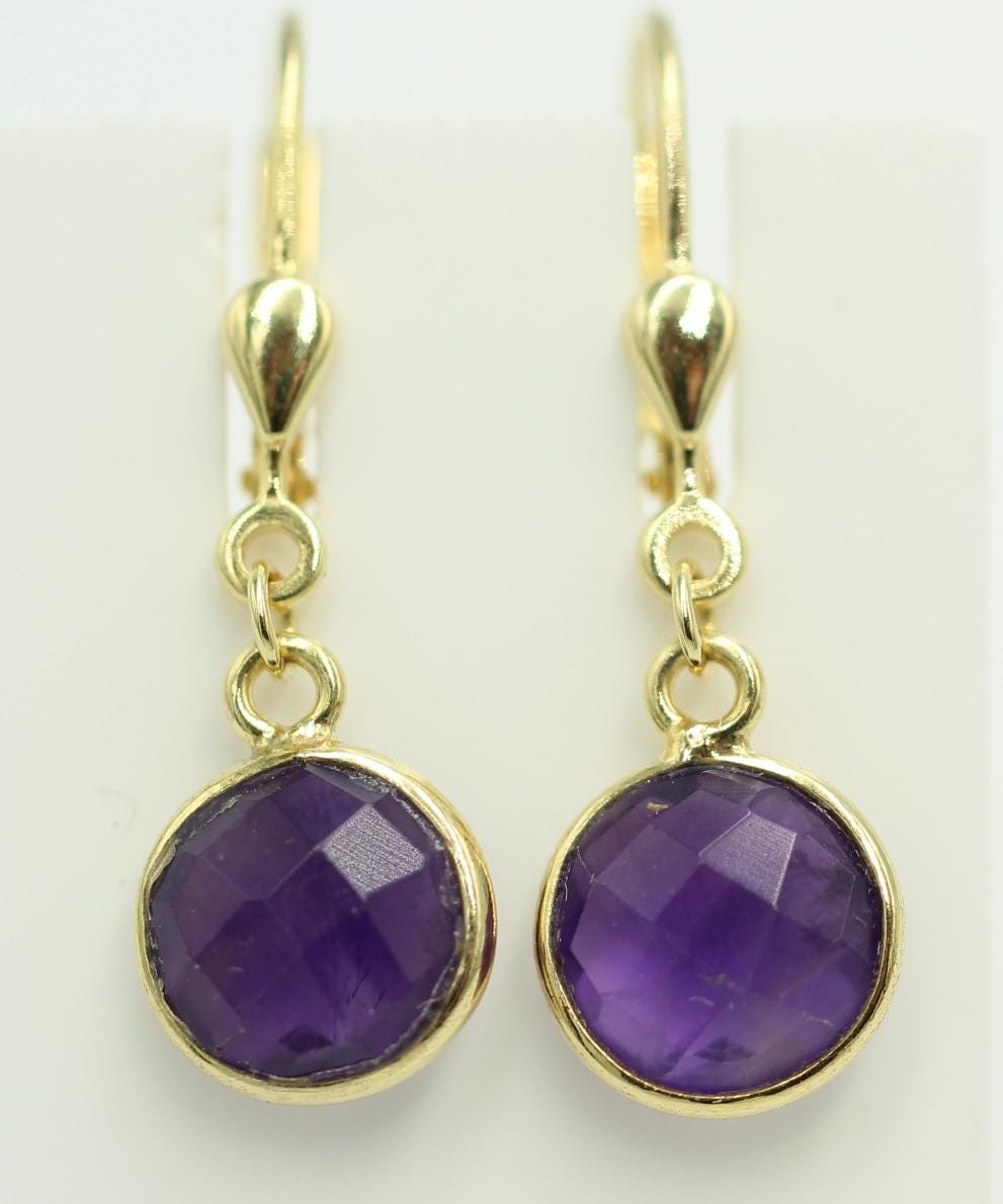Edle ca 2,9 Carat Amethyst Ohrhänger 925 Silber hochwertig vergoldet Top Edel