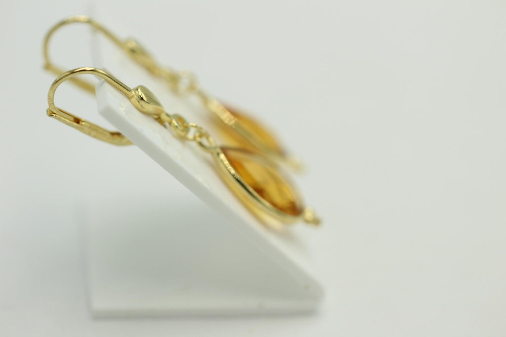 Edle 3,6 Carat gelbe Quarz Ohrhänger 925 Silber vergoldet Edelsteinschmuck