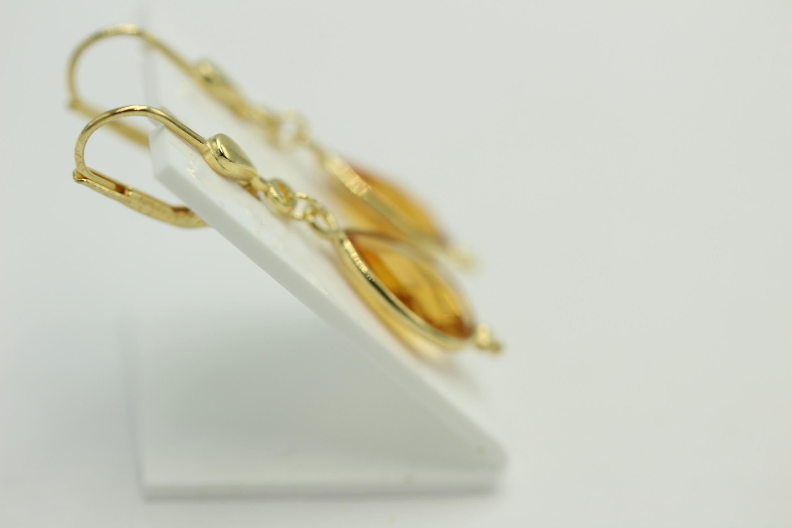 Edle 3,6 Carat gelbe Quarz Ohrhänger 925 Silber vergoldet Edelsteinschmuck