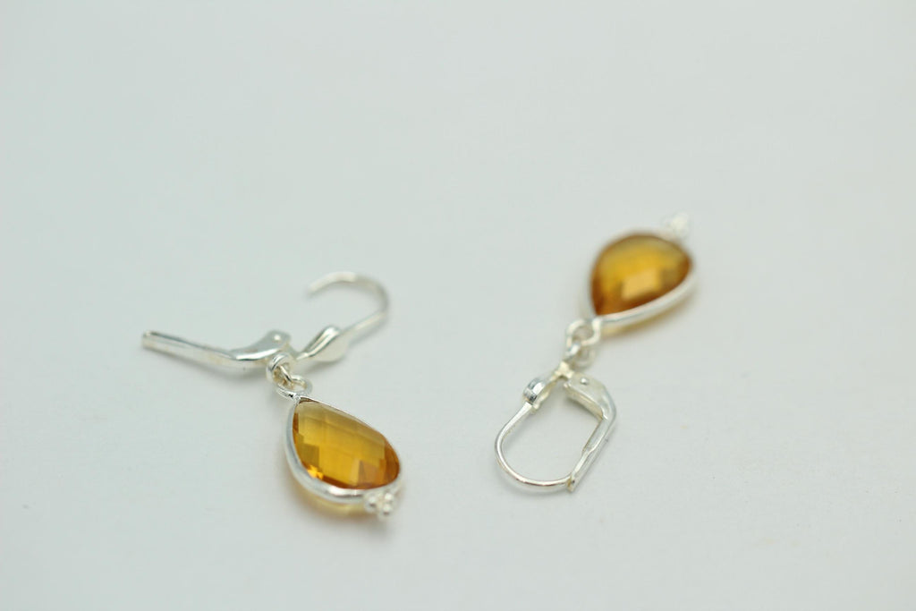 Edle 3,6 Carat gelbe Quarz Ohrhänger 925 Silber Edelsteinschmuck gelber Quarz