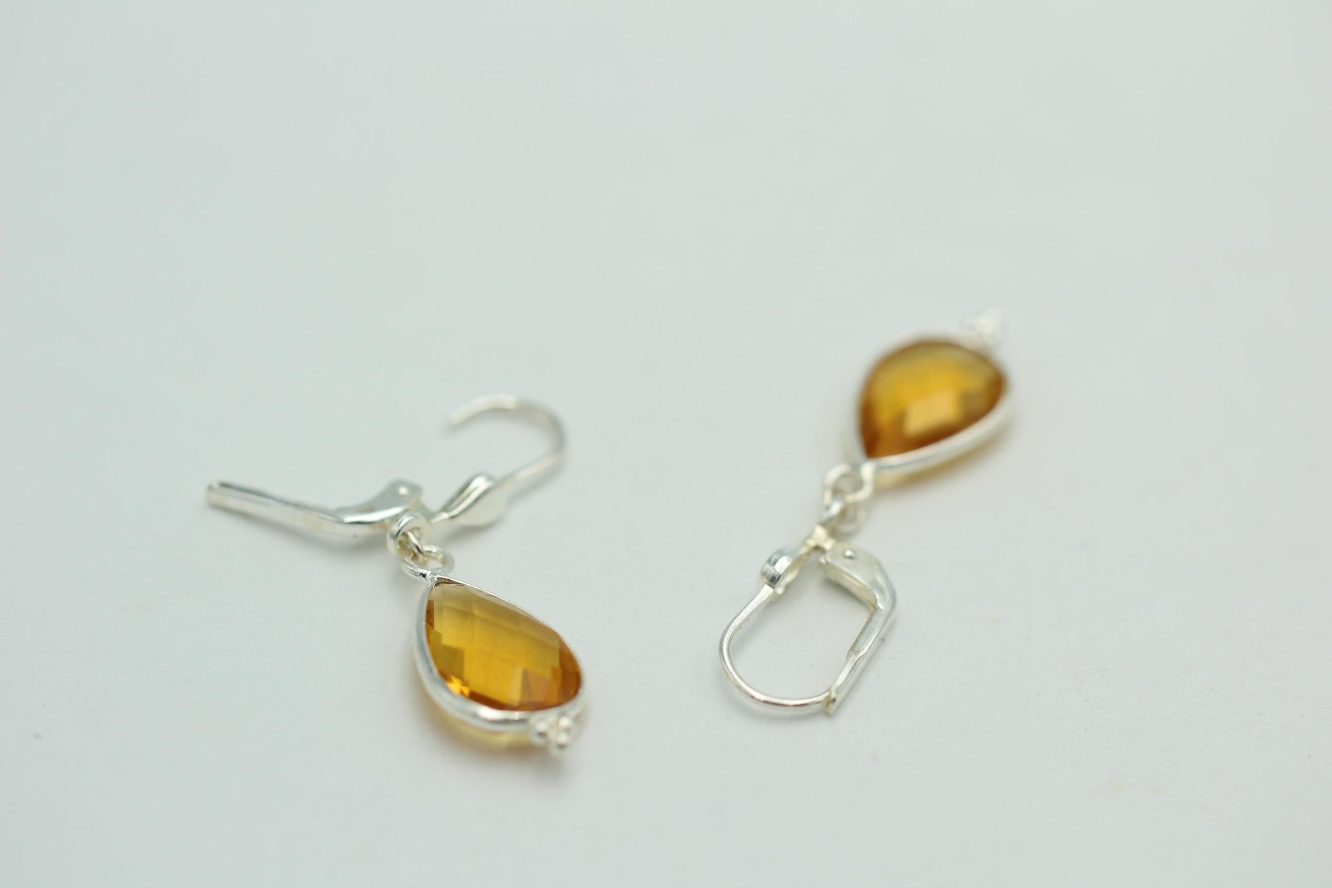 Edle 3,6 Carat gelbe Quarz Ohrhänger 925 Silber Edelsteinschmuck gelber Quarz